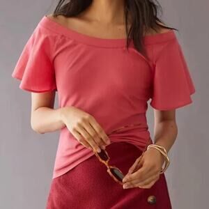 Anthropologie Maeve Off-The-Shoulder Flutter Top - New - Small